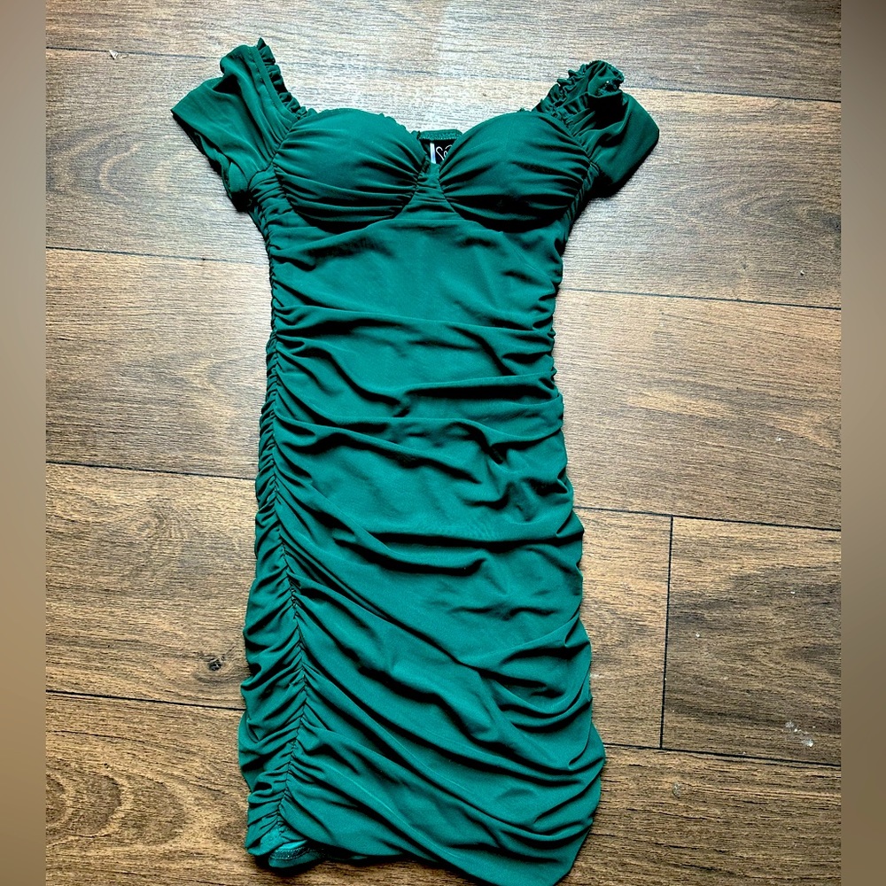 Green mesh mini dress,size small but stretches,worn once
